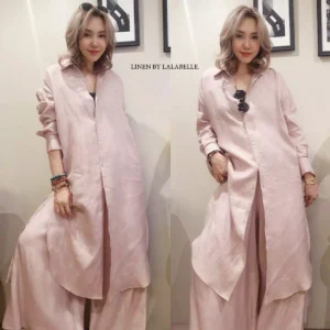 ชุดแซกลินินปกเชิ้ต L337