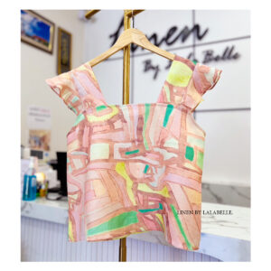 เสื้อลินินคอเหลี่ยม ปลายแขนแต่งระบาย L102