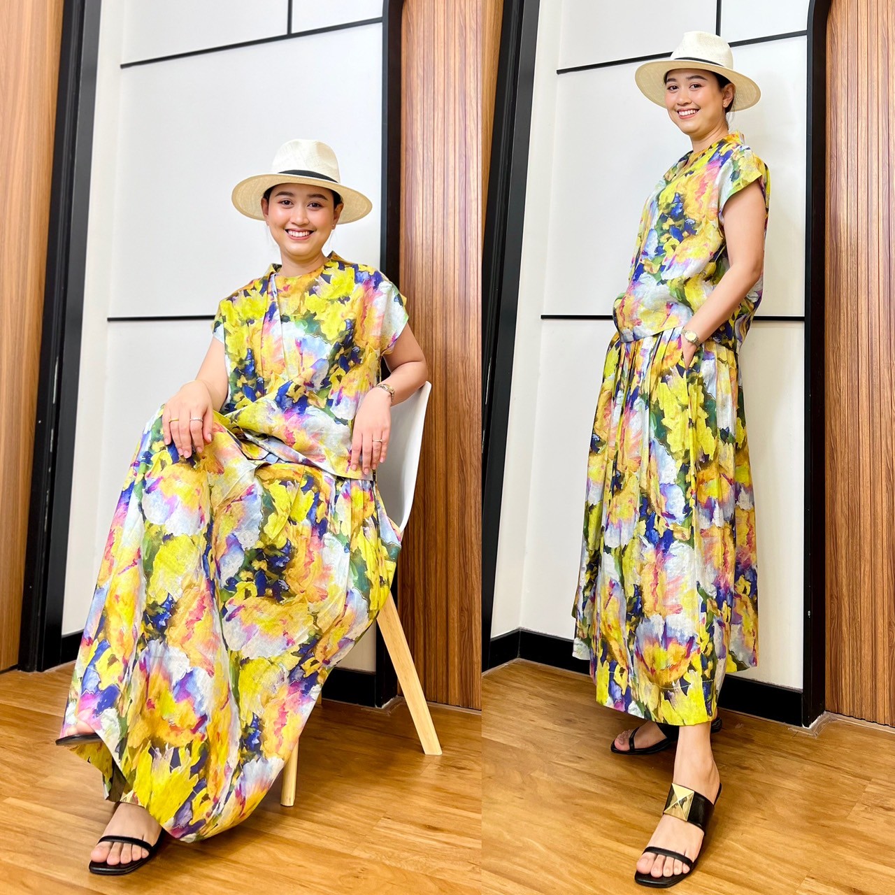 ชุดเซต เสื้อคอจีบ+กระโปรง (เขียวอ่อน) L310