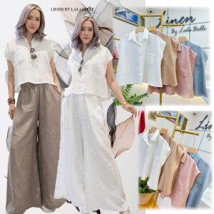 เสื้อลินินปกเชิ้ตทรงครอป L414