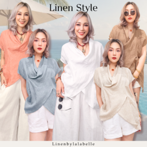 เสื้อลินินผสมใยกัญชง คอป้าย แขนสั้น L243